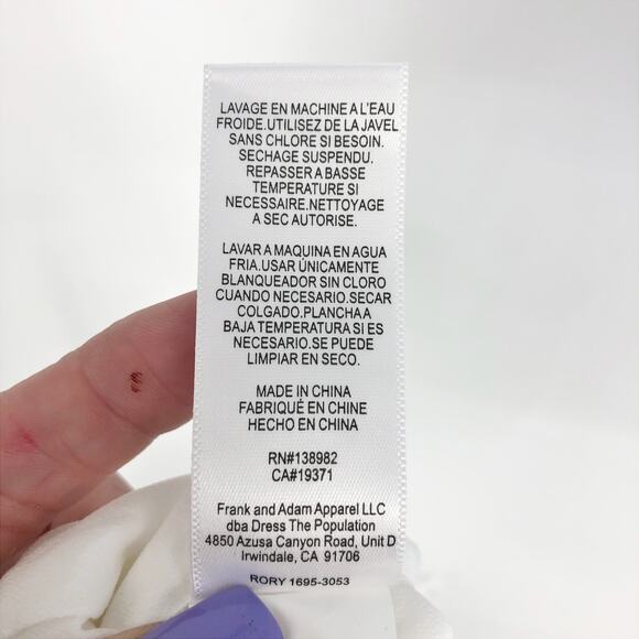 DRESS THE POPULATION Rory Midi Sheath Dress XS Off White Fringe Hem NWT - Picture 14 of 15